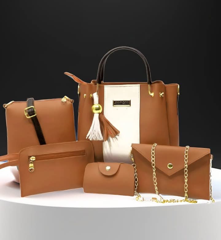 6-in-1 Premium Handbag Set | Tote, Shoulder, Crossbody & Wallet Combo