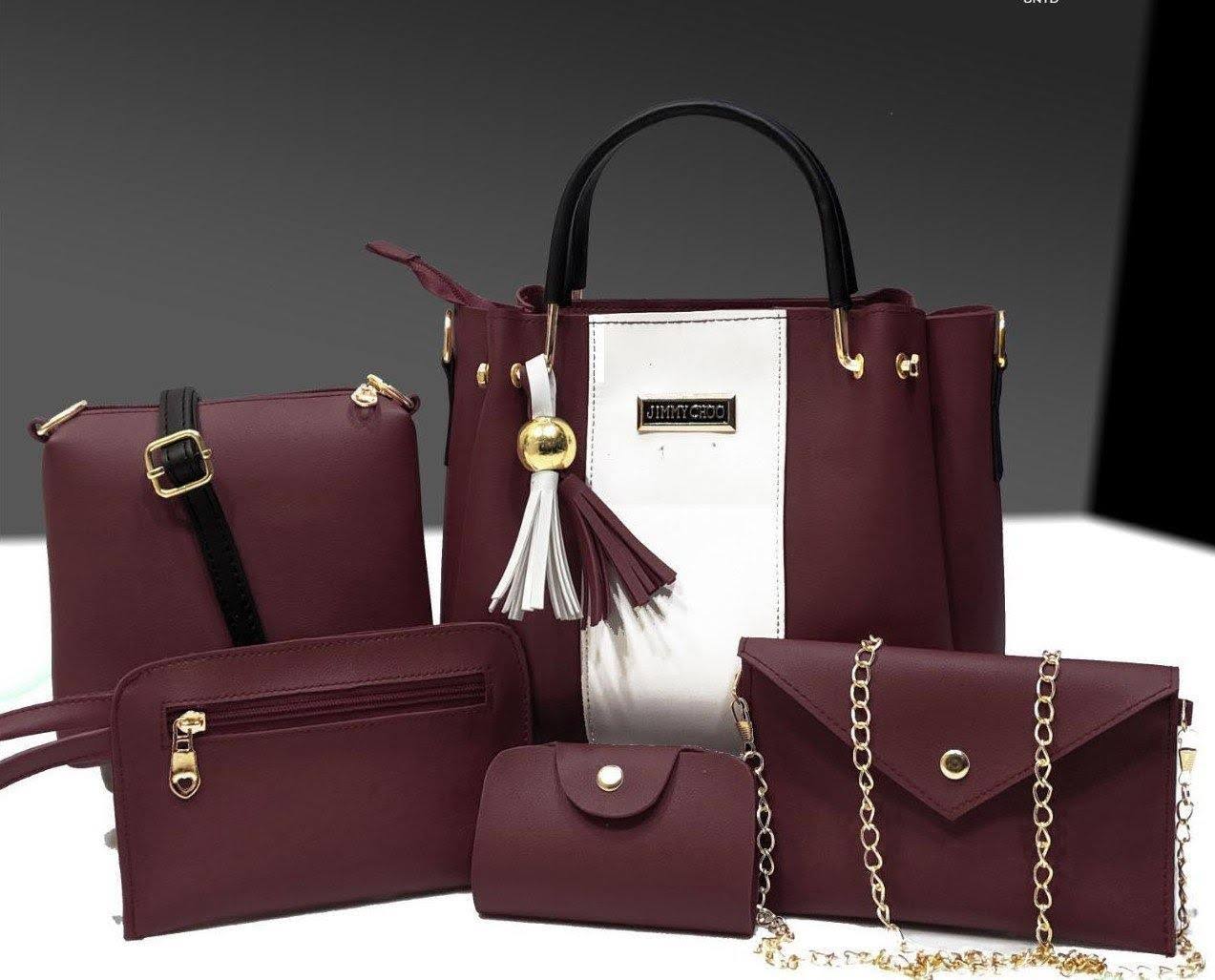 6-in-1 Premium Handbag Set | Tote, Shoulder, Crossbody & Wallet Combo